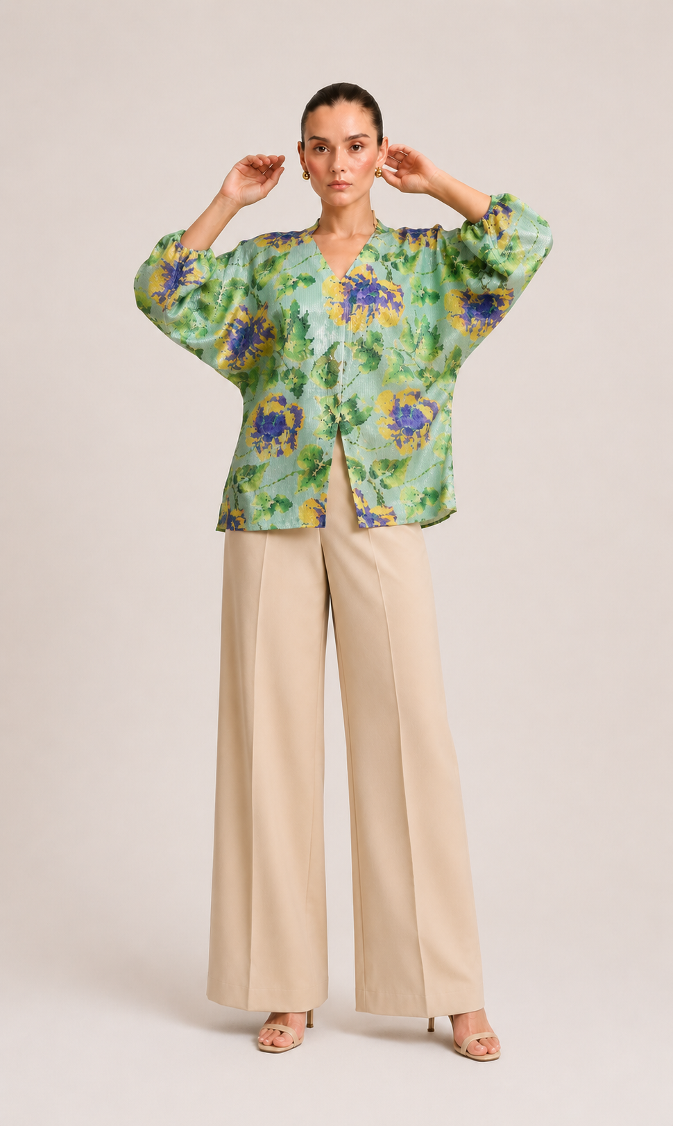 Sage Kimono Shirt ( V-neck Shirt) (1)