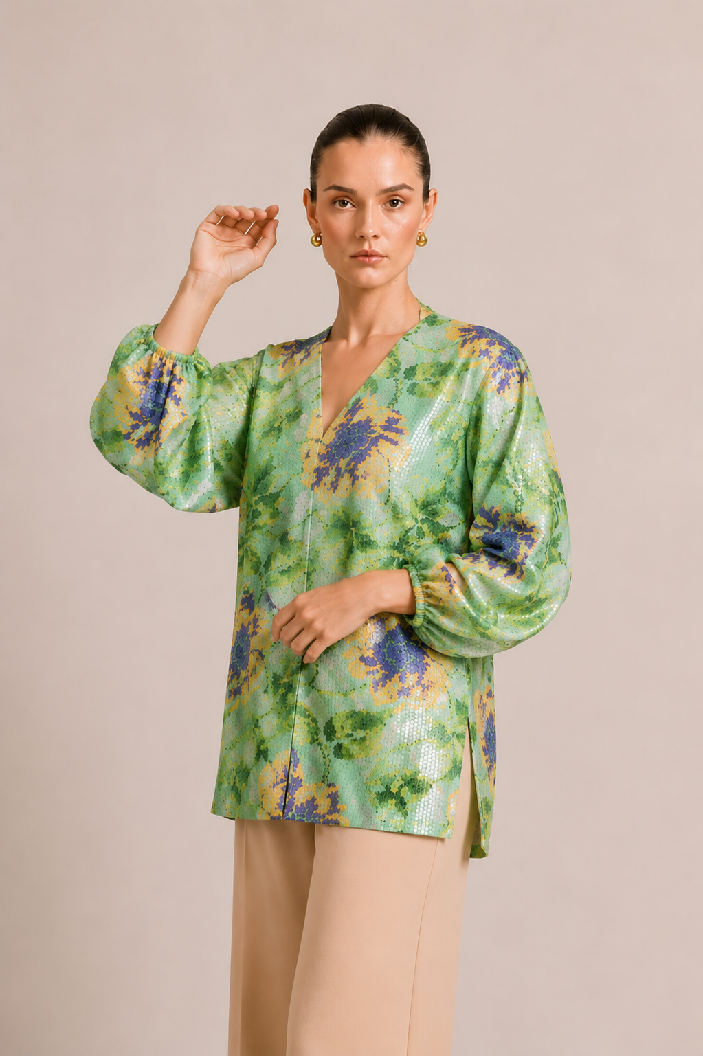 Sage Kimono Shirt ( V-neck Shirt) (2)