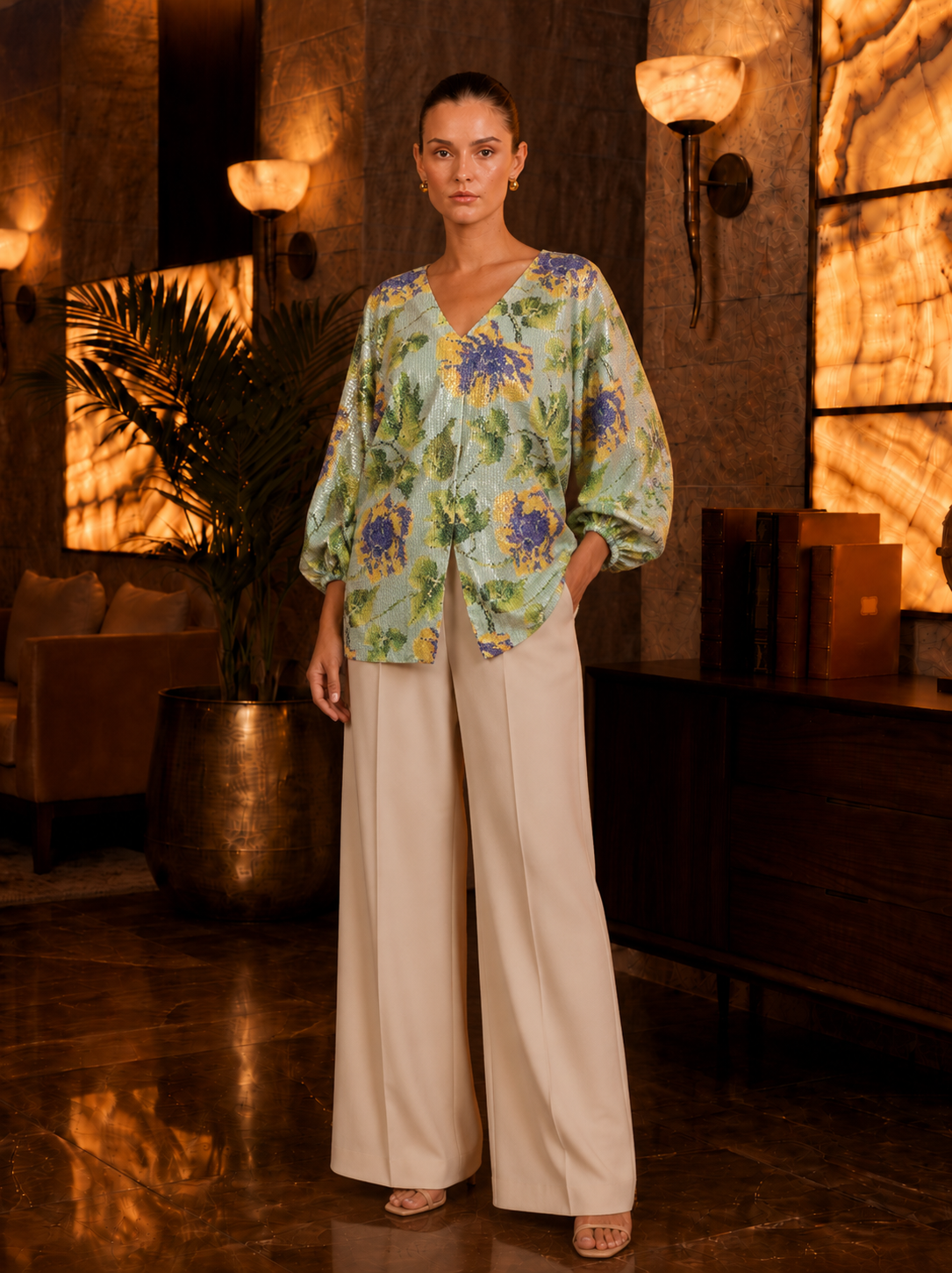 Sage Kimono Shirt ( V-neck Shirt) (3)