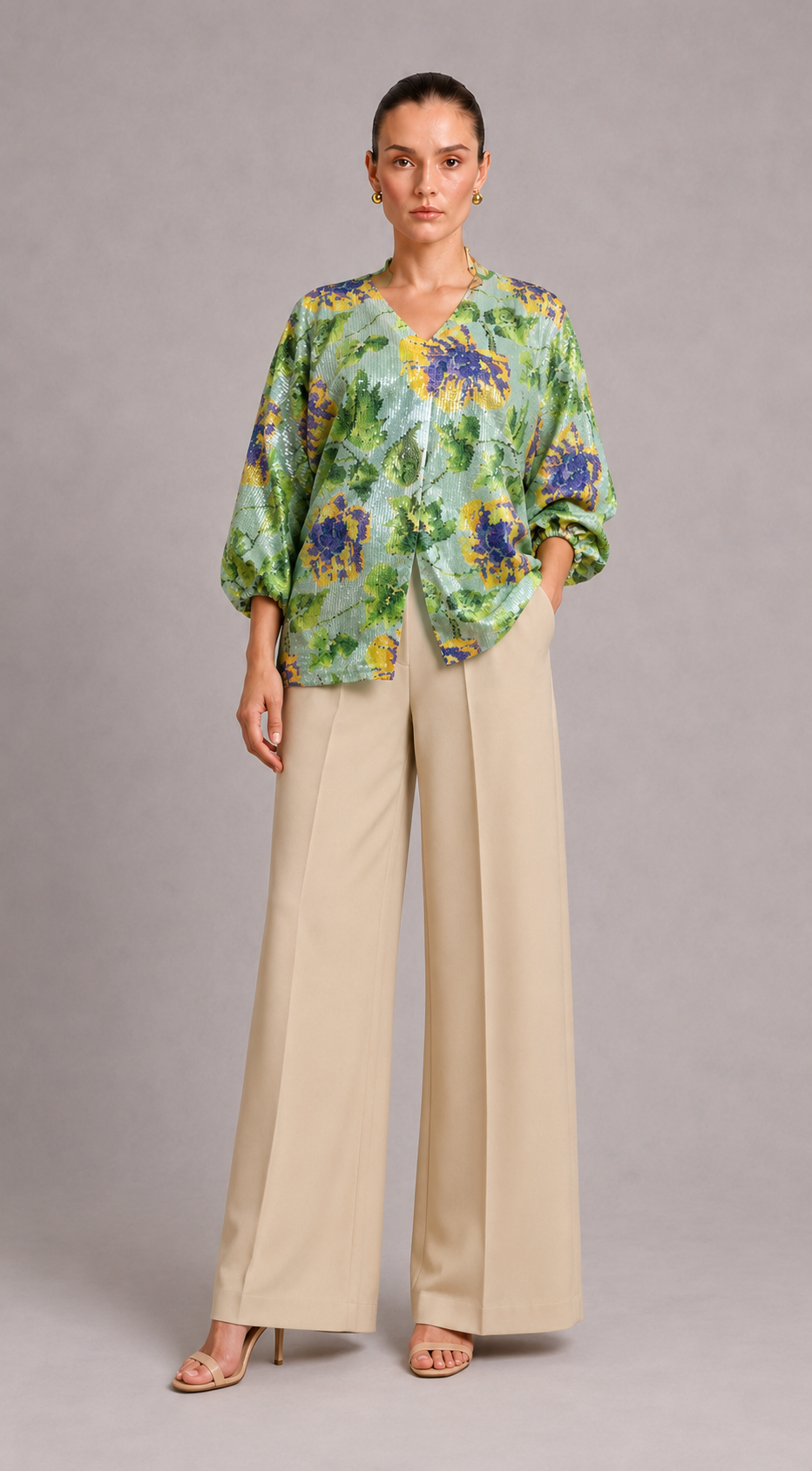 Sage Kimono Shirt ( V-neck Shirt) (4)