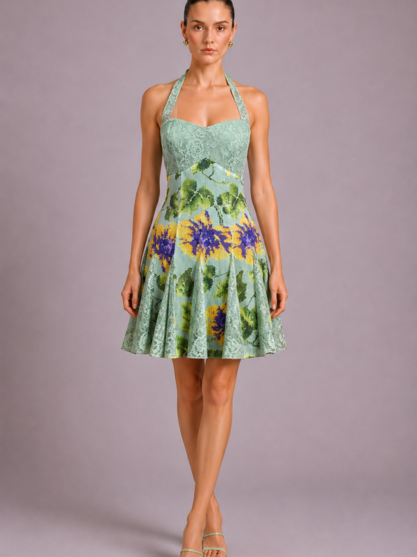 Sweetheart Flare Dress (Lace Inserted Mini Dress)