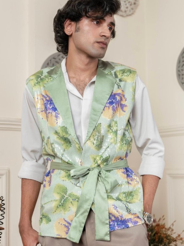 Botanical Belted Blazer Vest