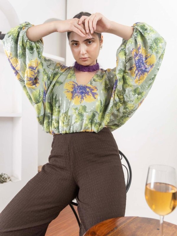 Evening Bloom (Square Neck Top)